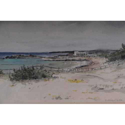 203 - 20th century continental school -Formentera - beach scene, watercolour, initialled 'RAA' lower left ... 