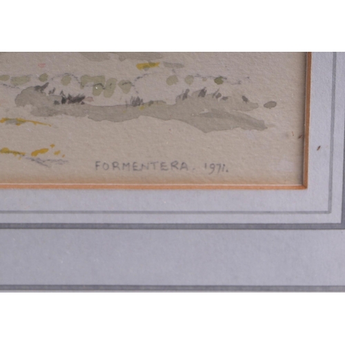 203 - 20th century continental school -Formentera - beach scene, watercolour, initialled 'RAA' lower left ... 