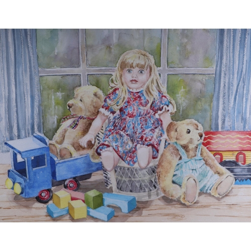 207 - Caroline Ashworth (modern British) - The Nursery - watercolour, signed lower right, 42 by 37cms, fra... 