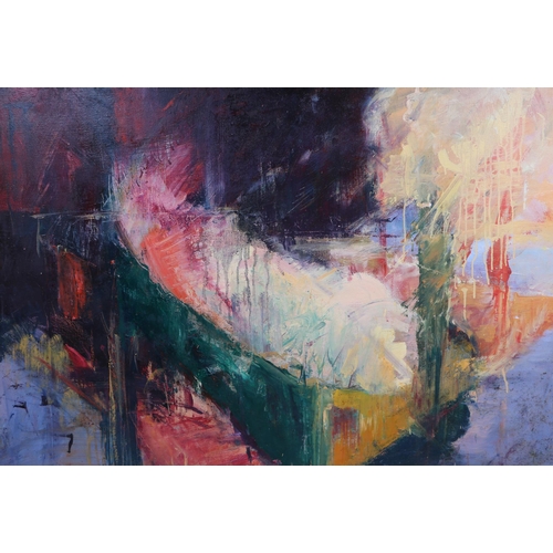 214 - Zoe Springer-Graham (modern British) - Abstract Study - oil on linen, framed, 110 by 85cms.