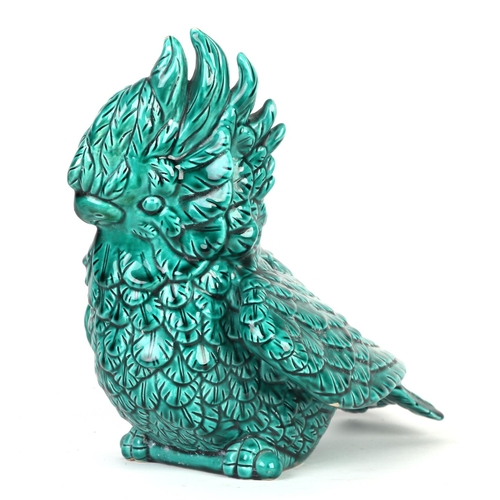 251 - An Italian Ceramica del Ferlaro posy vase in the form of a cockatoo, 22cms high.