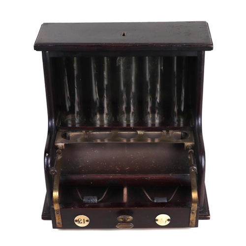 266 - An Edwardian mahogany Quiktil money changing machine, 30cms wide.