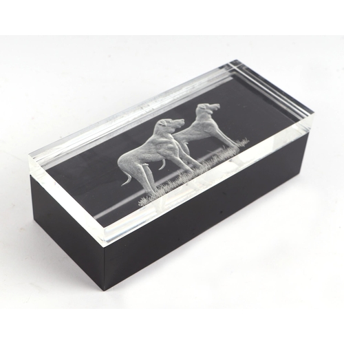 277 - A Peter Hicks acrylic trinket box, the lid decorated with Great Danes, signed & dated 1974, 22.5cms ... 