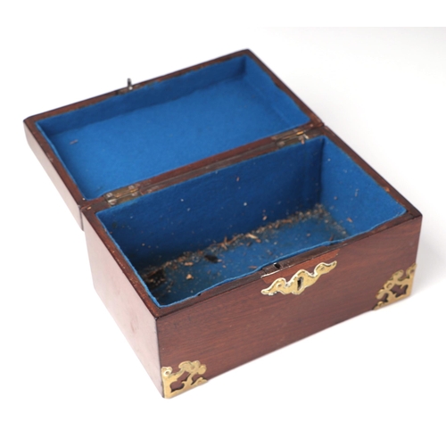 286 - A Georgian mahogany brass mounted tea caddy, 22cms wide.