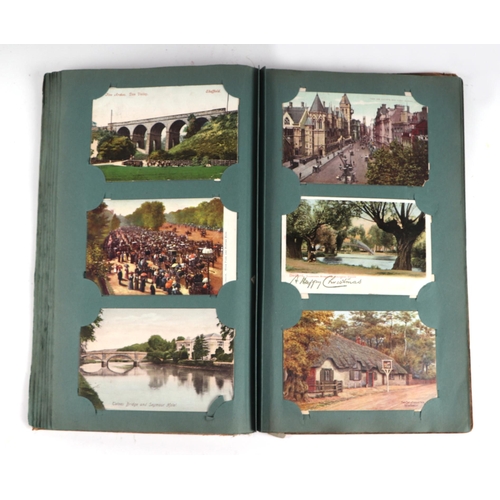 33 - An early 20th century complete postcard album to include topographical, whimsical, military, histori... 