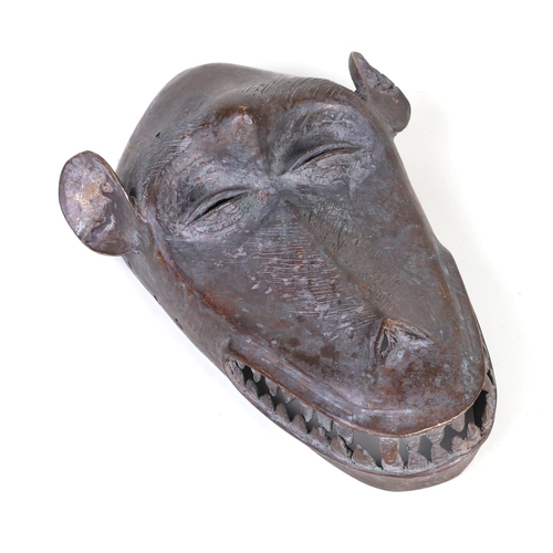 46 - An early 20th century African tribal bronze 'monkey' mask by Lobi People, Burkina Faso, West Africa,... 