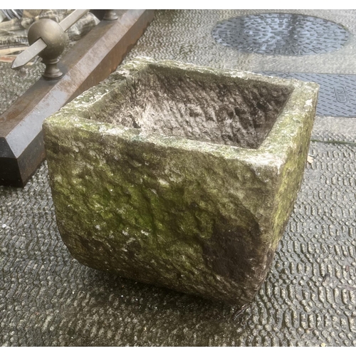 5 - A well weathered stone planter, 30cms square.