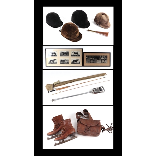 50 - A quantity of assorted hunting, shooting and sporting items to include a two-piece split cane fishin... 