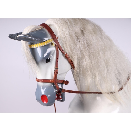 69 - A Haddon Rocking Horses Ltd large Victorian style dapple grey rocking horse with real horse hair man... 