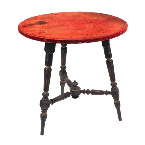 756 - A late 19th century gypsy table on an ebonised and gilt Aesthetic period style base, 62cms diameter.