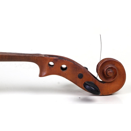 76 - A violin with a 14ins two-piece back, for restoration.