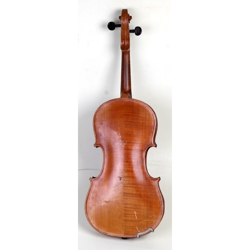 76 - A violin with a 14ins two-piece back, for restoration.