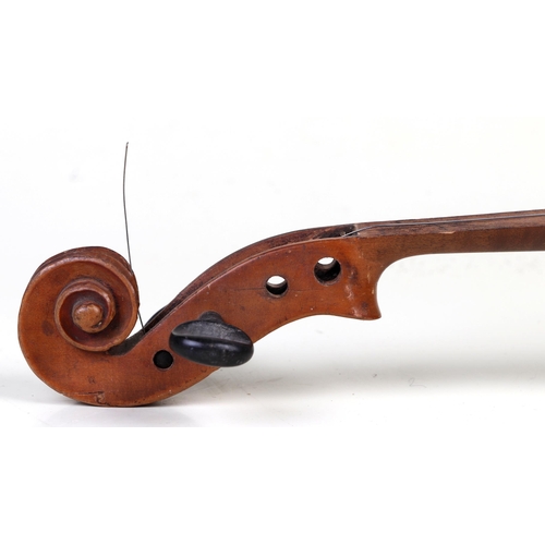 76 - A violin with a 14ins two-piece back, for restoration.