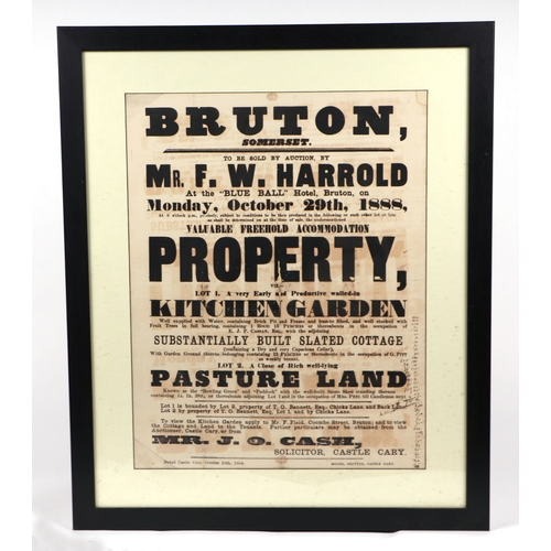 32 - Local interest:  an auction advertising poster 'To Be Sold By Auction By Mr F W Harrold At The Blue ... 