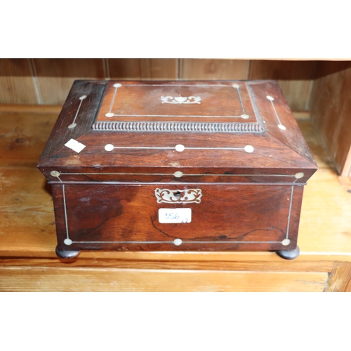 356 - A William IV rosewood sarcophagus form work box, 33cms wide; together with a similar rosewood tea ca... 