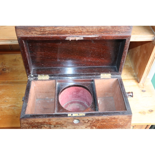 356 - A William IV rosewood sarcophagus form work box, 33cms wide; together with a similar rosewood tea ca... 