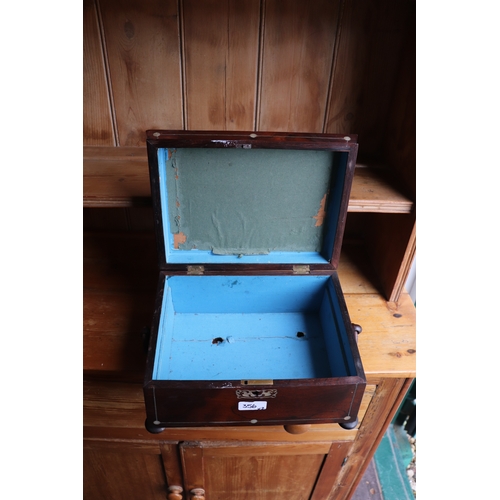 356 - A William IV rosewood sarcophagus form work box, 33cms wide; together with a similar rosewood tea ca... 