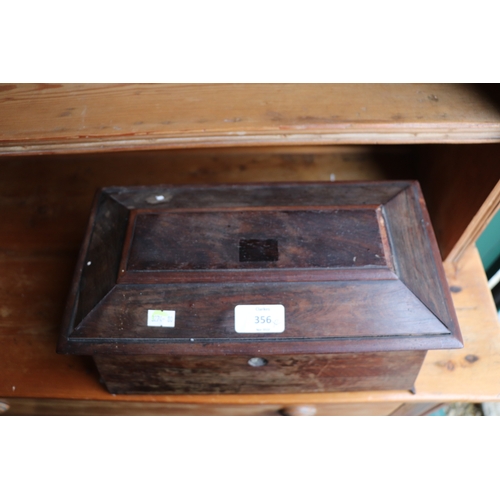 356 - A William IV rosewood sarcophagus form work box, 33cms wide; together with a similar rosewood tea ca... 