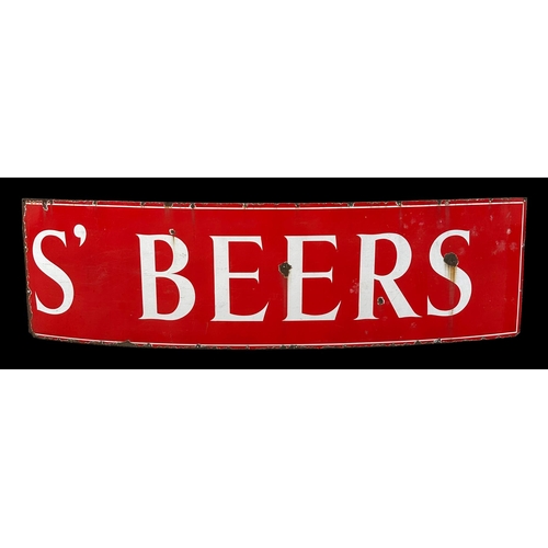 1025 - A large original enamel advertising sign 'S'Beers' approx 250 by 68cms.