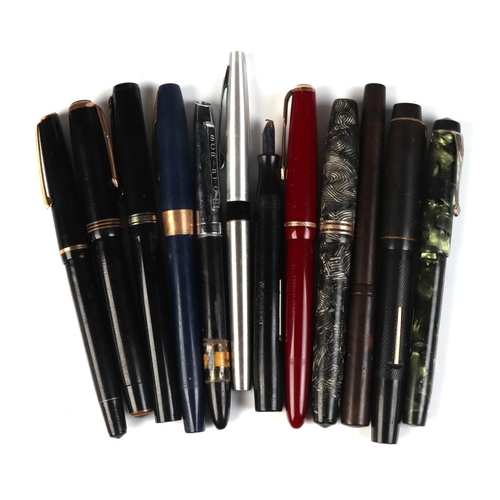 1036 - A group of fountain pens to include Osmiroid and Parker (9).