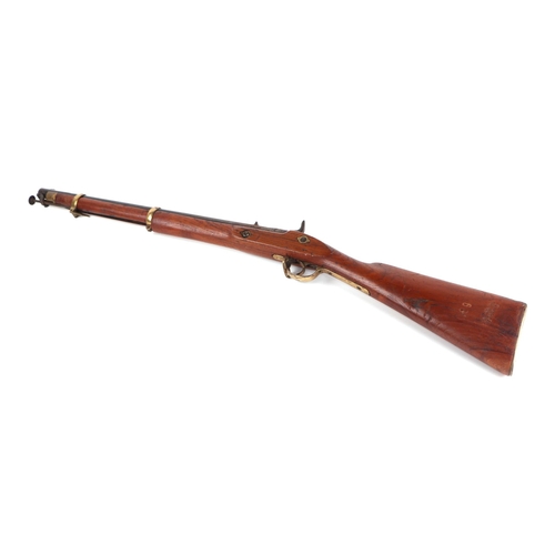 114 - A British Army 1859 Enfield Musket Cavalry carbine with percussion, smooth bore and articulated ram ... 