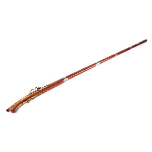 117 - A Japanese or Vietnamese matchlock musket, Tanegashima snap lock based on circa 1550 pattern, 157cms... 