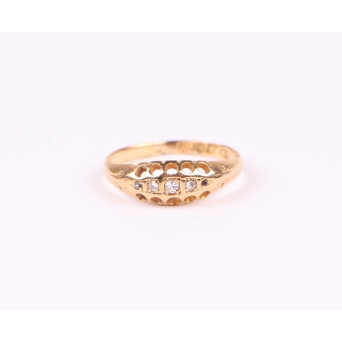 1224 - A late Victorian 18ct gold gypsy type five-stone diamond ring, approx UK size 'P', 2.4g