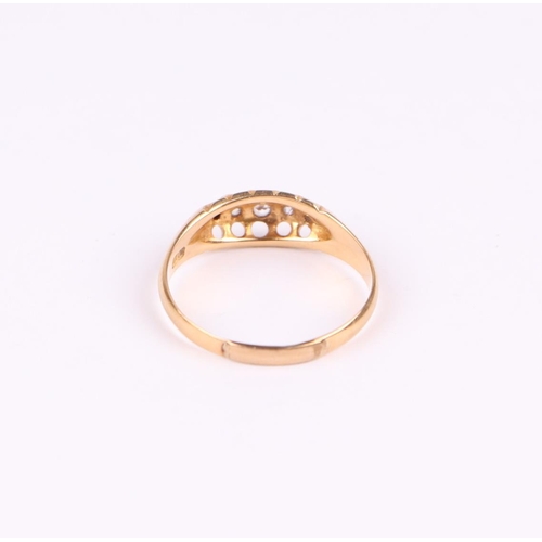 1224 - A late Victorian 18ct gold gypsy type five-stone diamond ring, approx UK size 'P', 2.4g