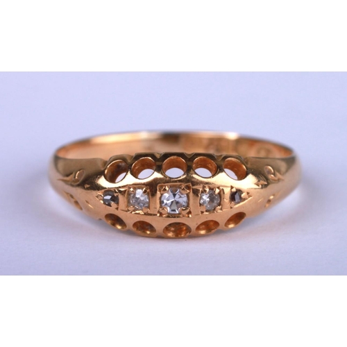 1224 - A late Victorian 18ct gold gypsy type five-stone diamond ring, approx UK size 'P', 2.4g