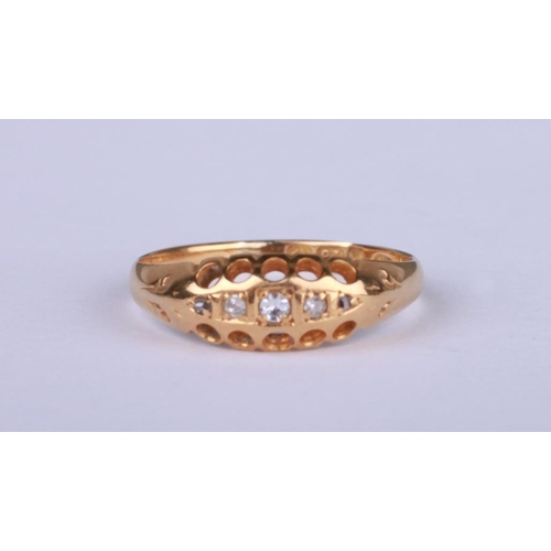 1224 - A late Victorian 18ct gold gypsy type five-stone diamond ring, approx UK size 'P', 2.4g