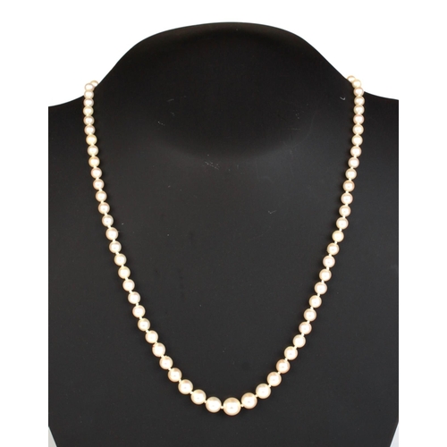 1225 - A Cropp & Farr graduated cultured pearl necklace with 9ct white gold clasp set with a central ruby a... 