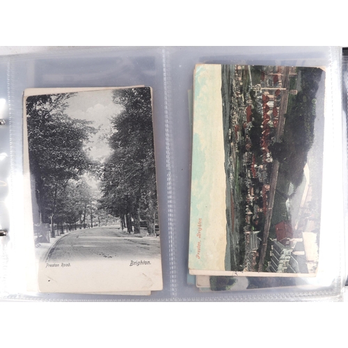 1381 - A large collection of antique and vintage Preston Park and Brighton interest postcards contained in ... 