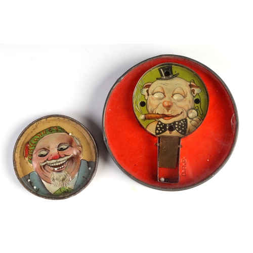 149 - Two vintage ball dexterity puzzle games, one marked DRP, the largest 10cm diameter (2)