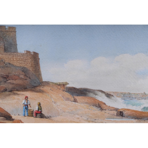 1497 - Stephen Robinson (early 19th century school) - Saint Julian's Bay, Malta - watercolour, titled lower... 