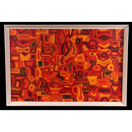 1500 - McC (modern British) - Abstract of Orange, Red, Brown, Green, Black - oil on board, signed  dated '6... 