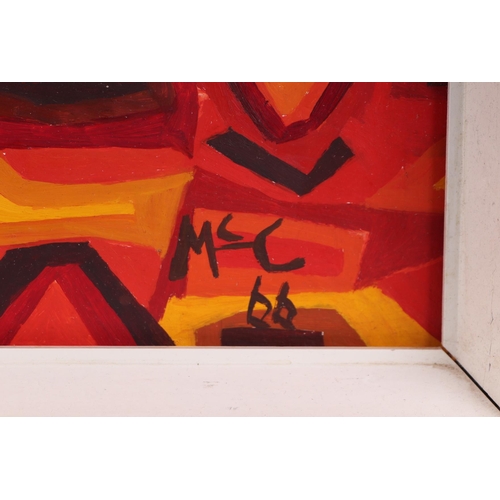 1500 - McC (modern British) - Abstract of Orange, Red, Brown, Green, Black - oil on board, signed  dated '6... 