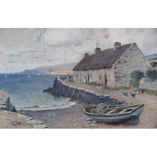 1524 - John McDougal British 1851-1945) - Salcombe Devon, Fishing Boat Pulled Up on the Shore - signed & da... 