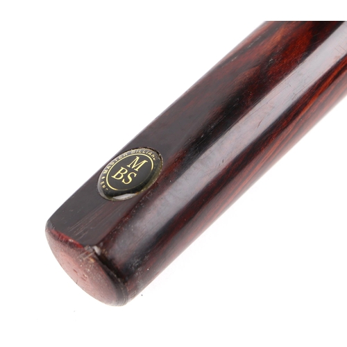 157 - Master Builders Supplies (MBS) snooker cue, 145cms long, cased.