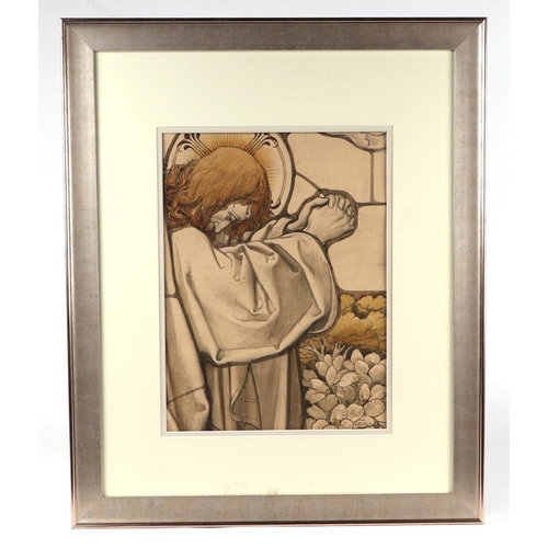 162 - In the manner of Dante Gabriel Rosetti - A Religious Image of Jesus Praying - possibly a cartoon for... 