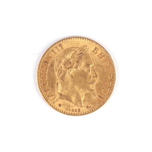 1710 - A French gold 1862 10 franc coin, 3.2g.