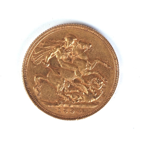 1714 - A Victorian full gold sovereign, 1894.