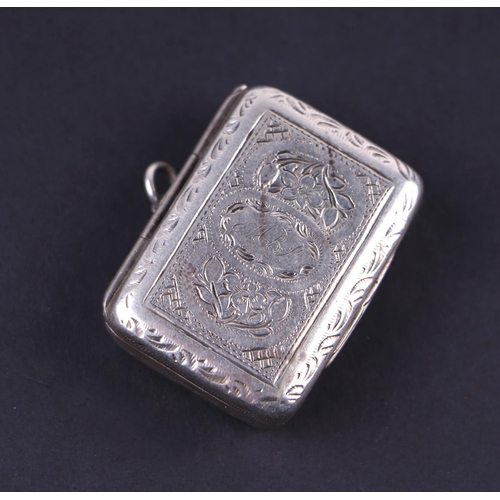 1769 - A George IV silver vinaigrette with ornate cornucopia pierced grill, Birmingham 1820 and makers mark... 