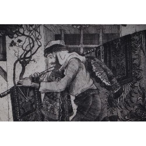 177 - Cecil L Holman, 'Middle Eastern Carpet Seller', etching, signed and dated 1927 in pencil to the marg... 