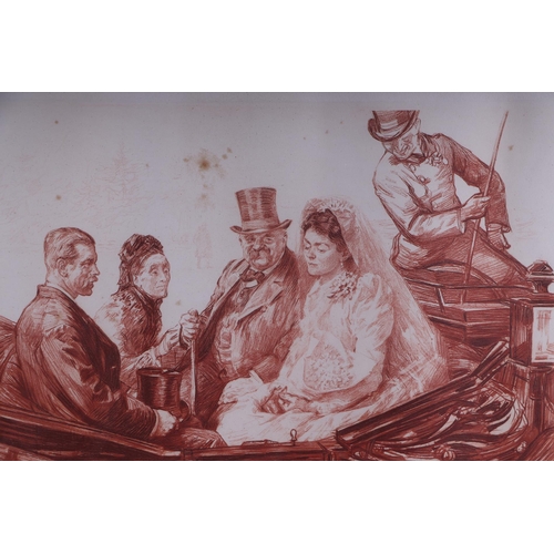 178 - Charles Paul Renouard (French 1845-1921) Bridal party in a carriage, signed and dated 1912, rouge et... 