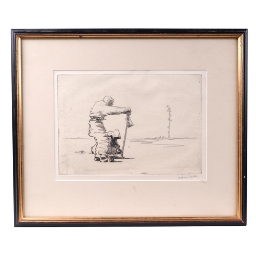 179 - William Lamb, (1893-1951) 'Le Angelus', signed in pencil to the margin, etching, framed and glazed, ... 