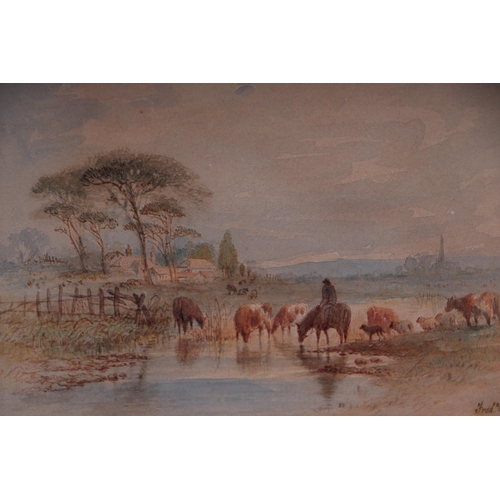 184 - Frederick Williamson (1835-1900) - a pair of rural landscapes with cattle grazing, watercolour, both... 