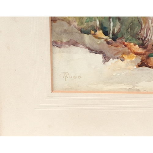 193 - Agnes J Rudd (modern British) - On the Road to Studland - watercolour, monogrammed lower left, Medic... 