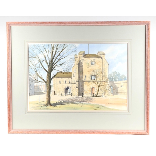 197 - Ian King (modern British) - Study of a Church Facade - watercolour, signed lower right, 54 by 36cms,... 