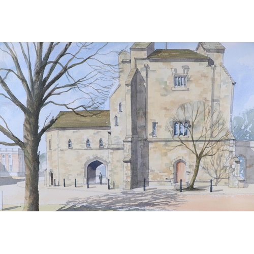 197 - Ian King (modern British) - Study of a Church Facade - watercolour, signed lower right, 54 by 36cms,... 