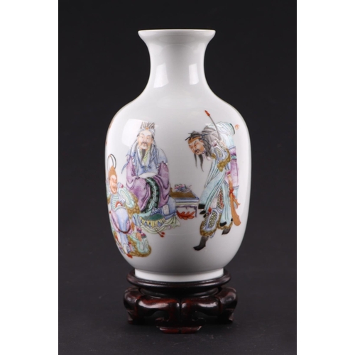 1974 - A Chinese republic vase, decorated figures and calligraphy  and having a four character blue mark to... 